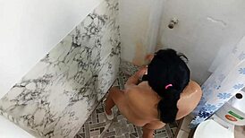 hot shower with stepmom fucking stepson fiercely... big pussy massage turns wild
