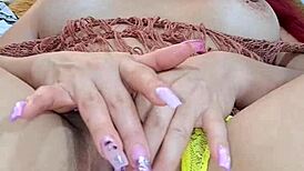 Latina Beauty Fingers Pussy to Viral Squirt Orgasm