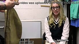 Short Geeky Blonde Gets Fucked By Mall Cop After Strip Search In Office Hidden Cam