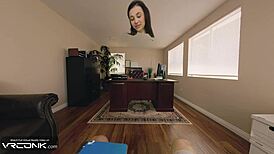 Skinny Violet Bent Over For Group POV Blowjob And Big Cock Riding On Desk