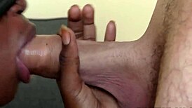 African ebony amateur gives interracial blowjob cum in mouth