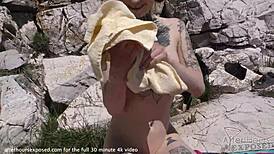 I feel so horny eating my croatian teen's pussy in public on vacation