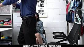 Hot teen vanessa sky caught shoplifting deepthroats security's big cock 😏