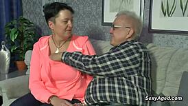 Amateur German Old Couple Unleashes Raw Passion on Couch Sex