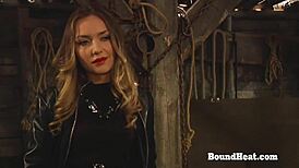 pale white lesbian slave with massive tits, touched by madame!