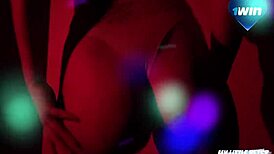 Beauty in night club dances before bent over doggystyle fucking and cumshot.