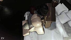 Blonde and redhead bent over for big black cock threesome.