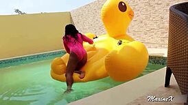 Maxine X Masturbates Poolside With Bbc Sex Toy, Licking Her Ass And Fake Tits.
