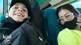 Girlfriend gives oral on bus to bogota