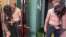 hey, mature Lola gets naughty in sheer blouse and pantyhose with young lover