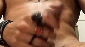 I'm jerking off close-up in front of the camera.