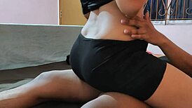 mature cleaning woman interacts with house owner in bedroom setting.