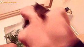 Hardcore Anal Threesome with Blonde Milf in Tight Nylon Outfit.