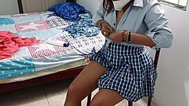 I seduce my teacher with uniform video, touching myself dirty!