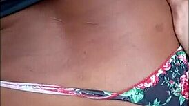 Small Latina Neighbor Fucked Behind Wall