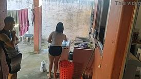 Wife Left and Maid Couldn't Resist My Hard Cock. She Sucked and Rode Me Wild!