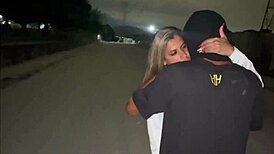 Wife with cuckold finds huge cock for amateur sex in public