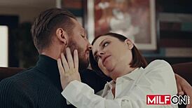 Horny big tit redhead milf fucks husband's boss with intense sucking