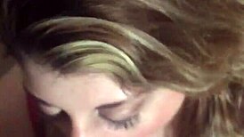 hot milf sucking her husband's hard cock in the bedroom