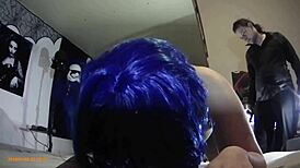 i punish my submissive slut in the garage, making her moan painfully