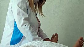 Beautiful masseuse shocked by huge cock