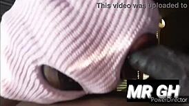 Young African Woman Trains in Oral Skills with Large Partner.