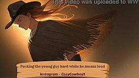 Fucking the young guy hard while he moans loud with orgasm!!