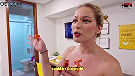 behind the scenes recording Larissa Leite and Natasha Fiori in threesome hardcore