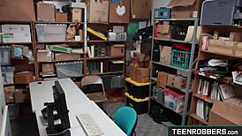 hot girl shoplifter in lingerie fucked by guard at office eden sin