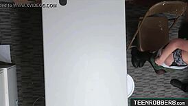 hot girl shoplifter in lingerie fucked by guard at office eden sin