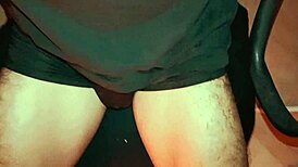 big latino cock leaks in boxers after gym workout