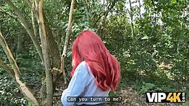 Redhead Olivia Fucks in Public Lingerie