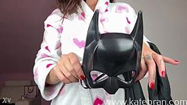 Batwoman halloween costume try-on