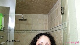 i saw cute brunette showering