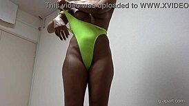 Tanned Japanese Girl Changes For Workout!