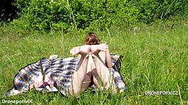 young czech redhead shows nice ass on beach nudist hidden cam