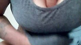 the kinky fuckers tattooed brunette fucks a dildo with her big tits bouncing