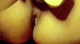 jovencita with huge dildo and cum