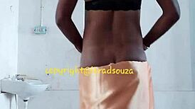 check out indian crossdresser lara dsouza rocking that orange satin saree