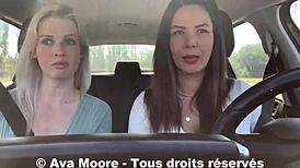 Defi Inconnu - Première Fois Pour Ce Mec Chanceux Qui Se Fait Sucer Par 2 Filles On Lui Vide Les Couilles Sur Le Bord Dune Route