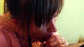 Amateur wife gives blowjob then gets creampie