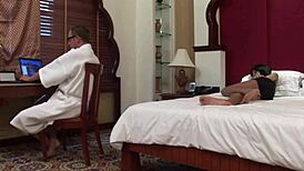 fucking thay femboy with anal finger and deepthroat on bed