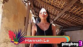 Cute Hannah Le Shows Natural Body Outdoor