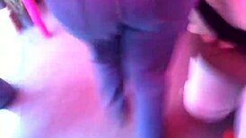 Bold milf struts her big ass in tight jeans on the street