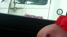 Aussiefox Teasing Truckers With Tits And Flashing