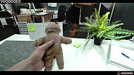 Slutty Boss Lia Lin Gets Voodoo Dolled by Employee, Humiliated to Squirt All Over the Office in POV BDSM