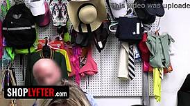 The officer says, No mercy for this bratty shoplifter. Clothes ripped at work.