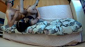 backstage at the amateur casting, skinny wife rides in cowgirl and gets her ass fucked hard