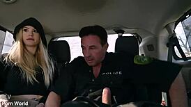 Slutty suspect Sladyen Skaya takes a double penetration pounding with anal and cum in mouth at the police station.