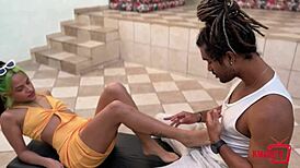 Morena Uses Feet for Handjob and Gets All Gooey in POV Fetish Riding